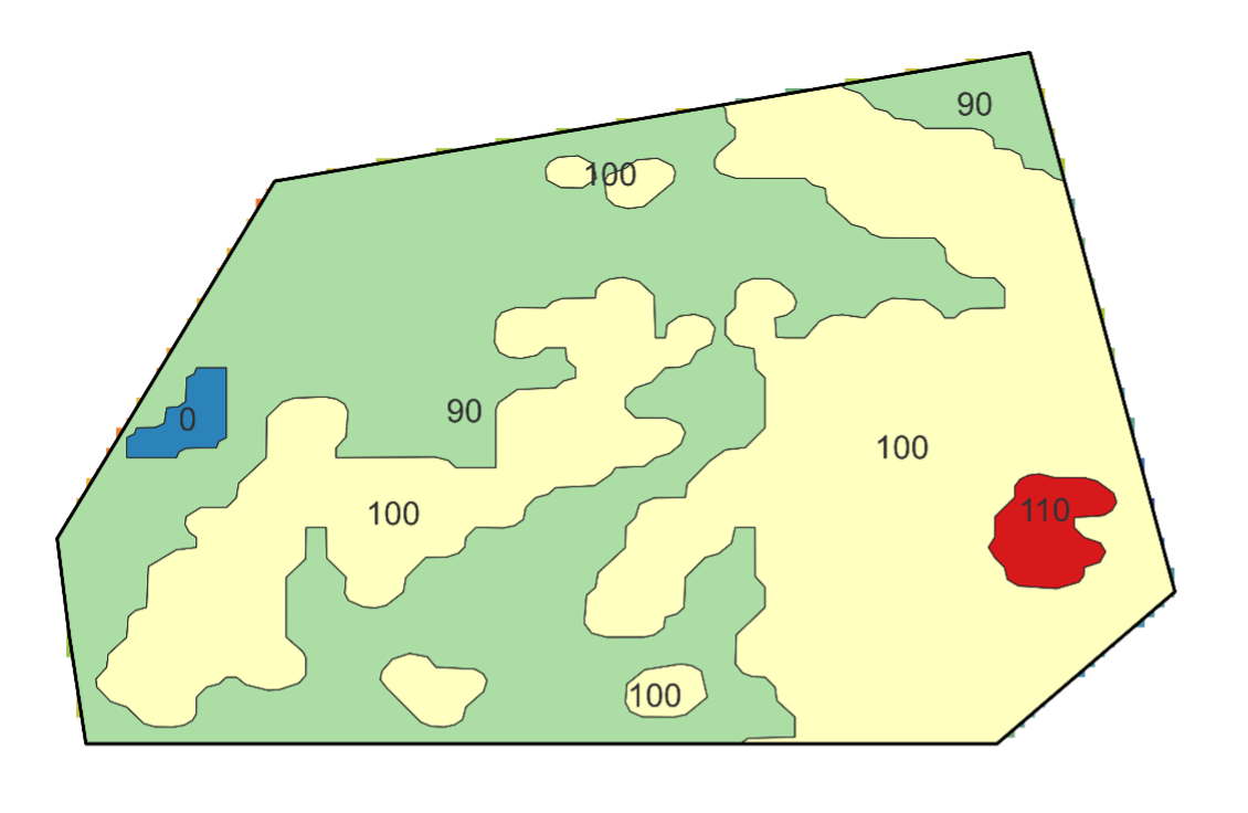 Variable rate application map with zone-specific nutrient rates